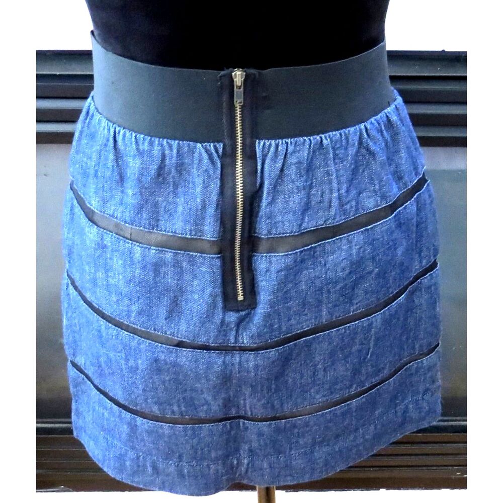 Jodi Arnold for The Limited Denim Mesh Mini Skirt Size 0 EUC - Picture 4 of 9